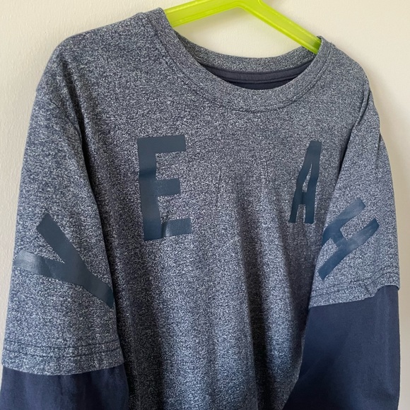 Boys Layered-Look Long Sleeve Printed T-Shirt - Navy Blue - Picture 3 of 9